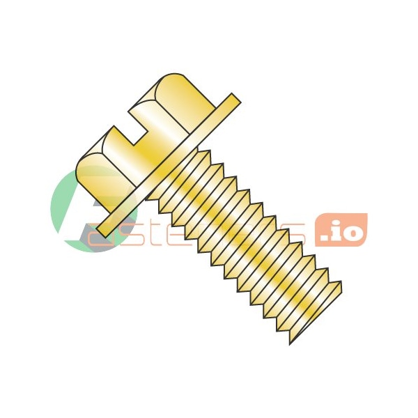 Newport Fasteners #10-24 x 1/2 in Slotted Hex Machine Screw, Zinc Yellow Steel, 7000 PK 815418 - main